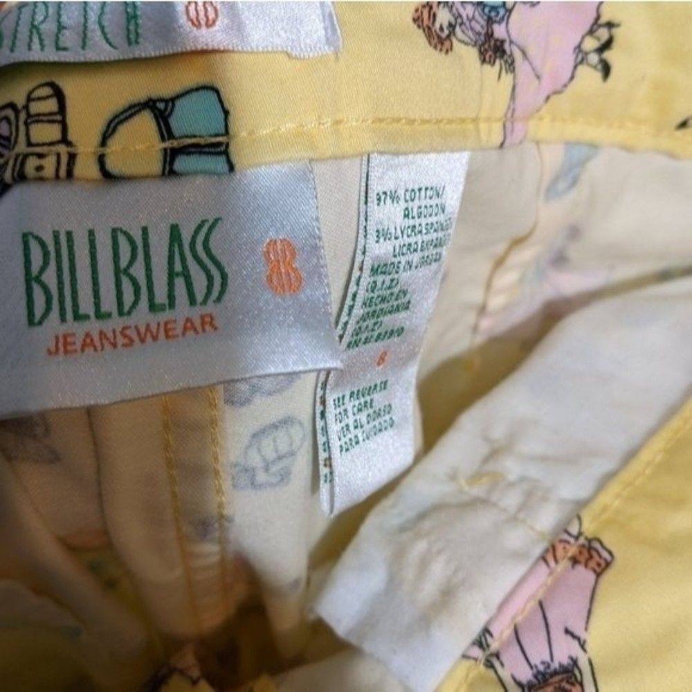 Vintage Bill Blass Capri Pants Yellow Woman Pattern Cotton Euc How Lovely Sz 8 — image 7 of 8